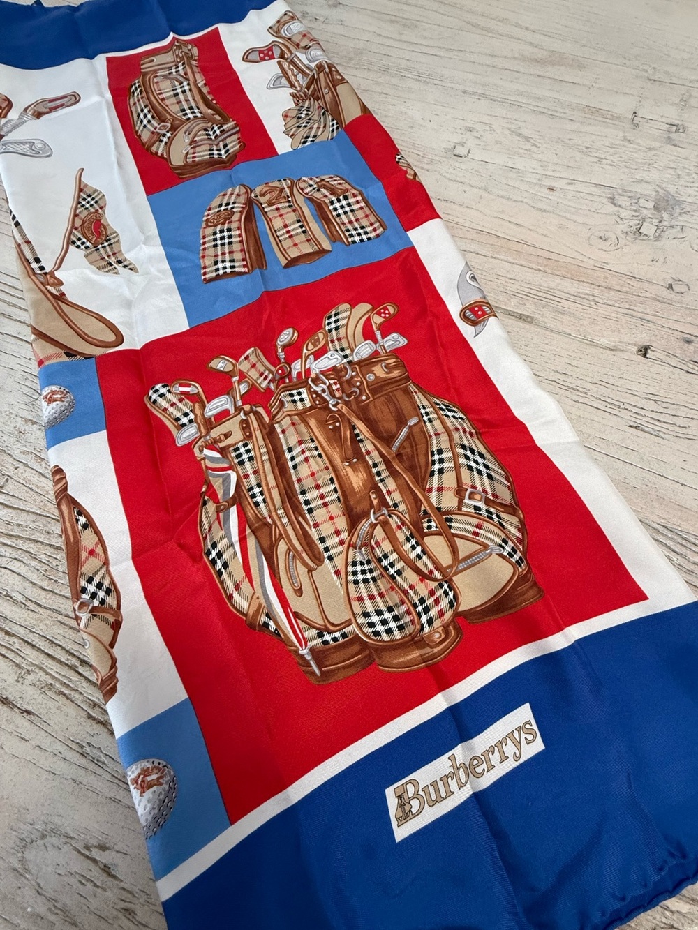 Vintage Burberry silk Golfer Motif Scarf - Picture 11 of 13